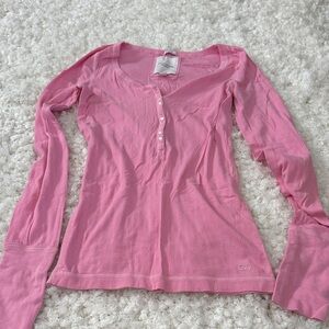 Gilly Hicks Pink Ribbed Button-Up Top